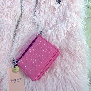 New Juicy Couture Pink Studded Women's Mini Bag Wallet CC